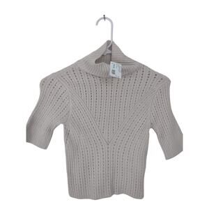 Ruby and Jenna Cropped Sweater Cream Size Small Lightweight Preppy